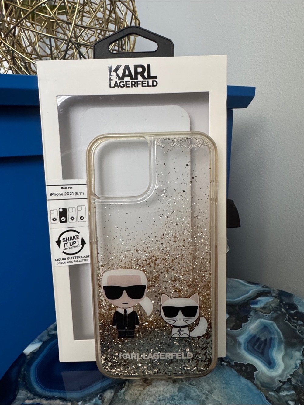 Karl Lagerfeld Gold Glitter Liquid iPhone 13 Case